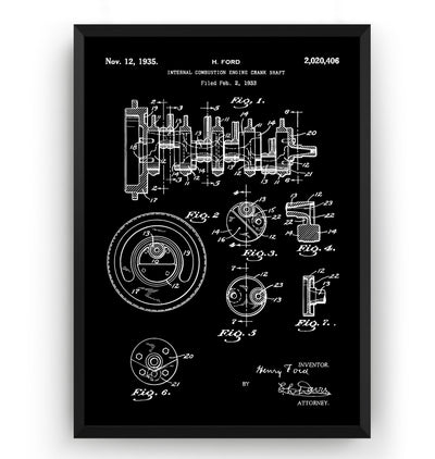 Henry Ford Crankshaft 1935 Patent Print - Magic Posters