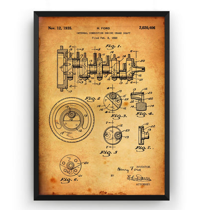 Henry Ford Crankshaft 1935 Patent Print - Magic Posters