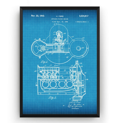 Henry Ford Engine 1943 Patent Print - Magic Posters