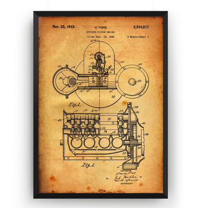Henry Ford Engine 1943 Patent Print - Magic Posters