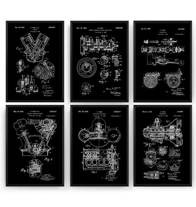 Henry Ford Set Of 6 Patent Prints - Magic Posters