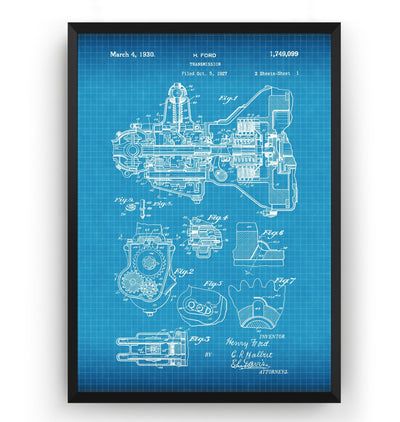 Henry Ford Transmission 1930 Patent Print - Magic Posters