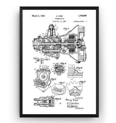 Henry Ford Transmission 1930 Patent Print - Magic Posters