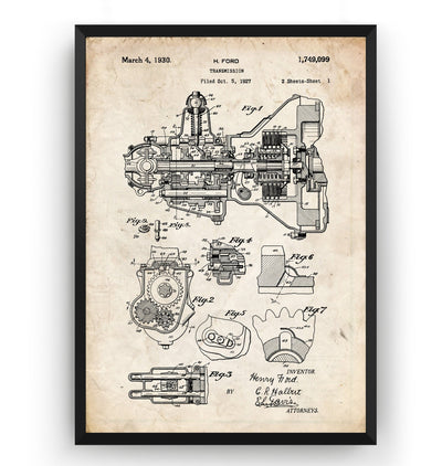 Henry Ford Transmission 1930 Patent Print - Magic Posters