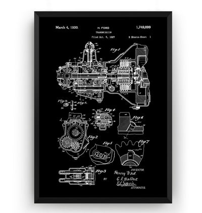 Henry Ford Transmission 1930 Patent Print - Magic Posters