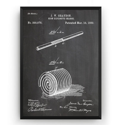 High Explosive Charge 1889 Patent Print - Magic Posters