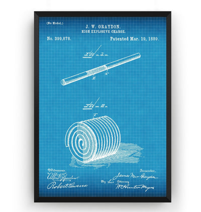 High Explosive Charge 1889 Patent Print - Magic Posters