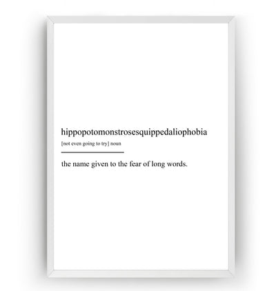 Hippopotomonstrosesquippedaliophobia Definition Print - Magic Posters