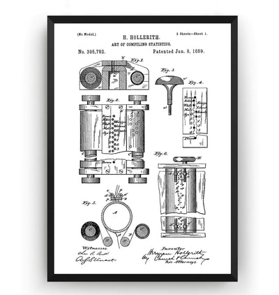 Hollerith Machine Patent Print - Magic Posters