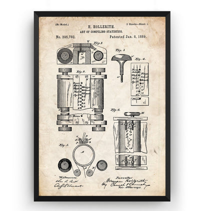 Hollerith Machine Patent Print - Magic Posters