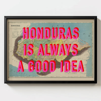 Honduras Retro Pop Art Map Print (landscape) - Magic Posters