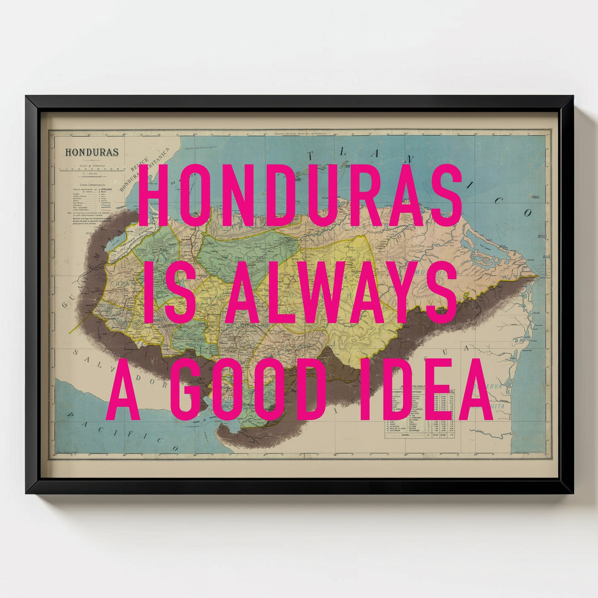 Honduras Retro Pop Art Map Print (landscape) - Magic Posters