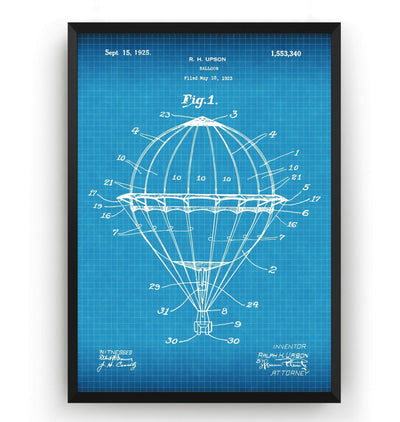 Hot Air Balloon 1923 Patent Print - Magic Posters