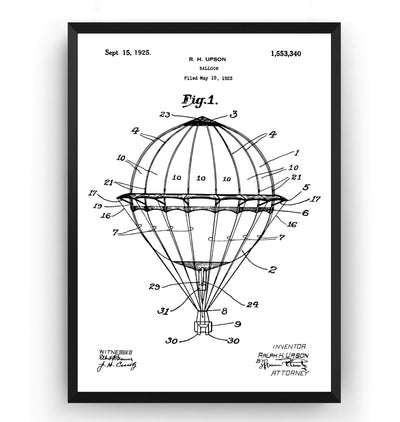 Hot Air Balloon 1923 Patent Print - Magic Posters