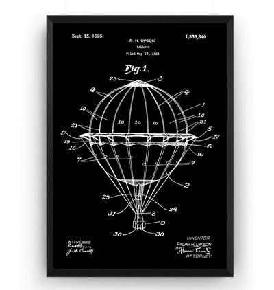 Hot Air Balloon 1923 Patent Print - Magic Posters