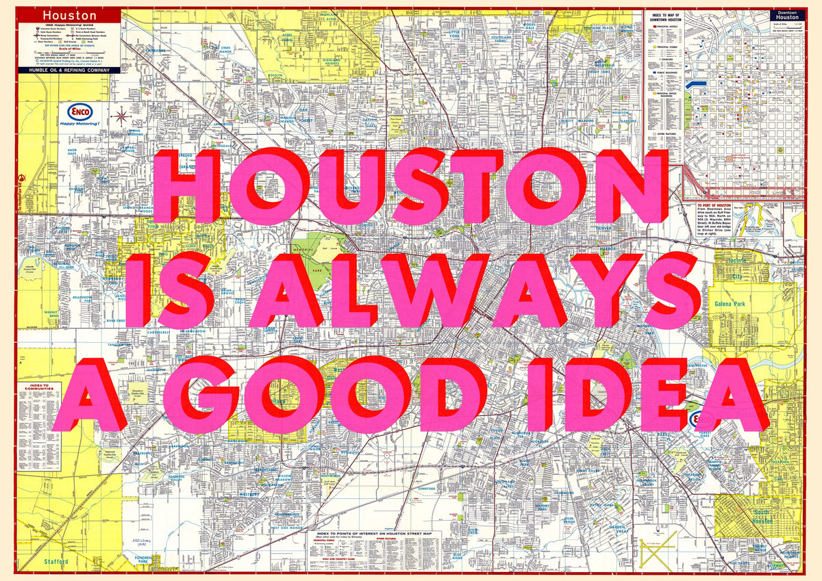 Houston Retro Pop Art Map Print (landscape)