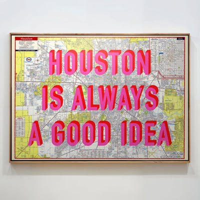 Houston Retro Pop Art Map Print (landscape) - Magic Posters