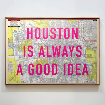 Houston Retro Pop Art Map Print (landscape) - Magic Posters