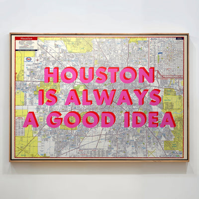 Houston Retro Pop Art Map Print (landscape) - Magic Posters