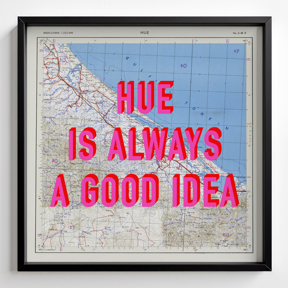 Hue Retro Pop Art Map Print (square) - black frame mockup - Magic Posters Bold