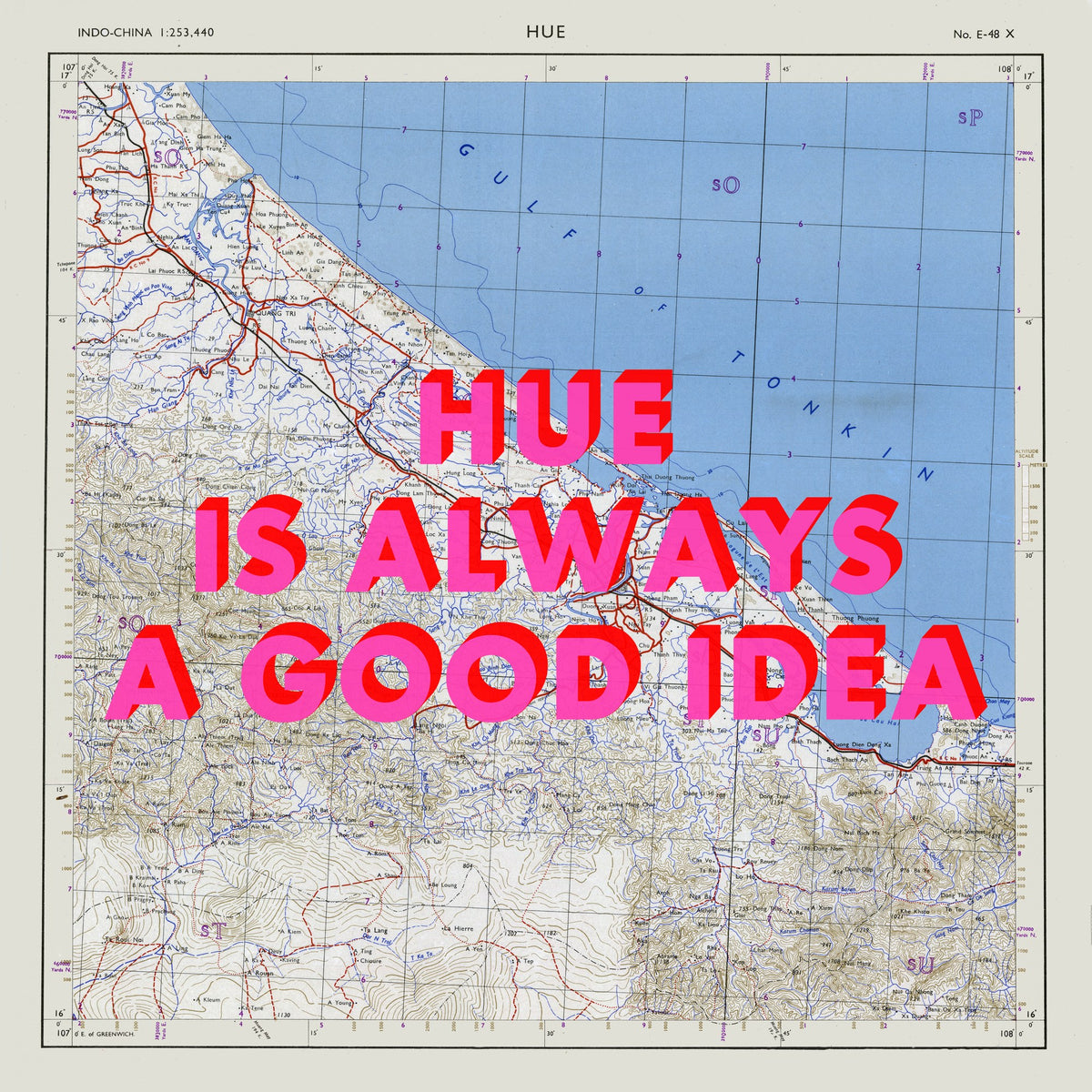 Hue Retro Pop Art Map Print (square) - Magic Posters