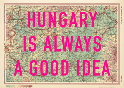 Hungary Retro Pop Art Map Print (landscape)