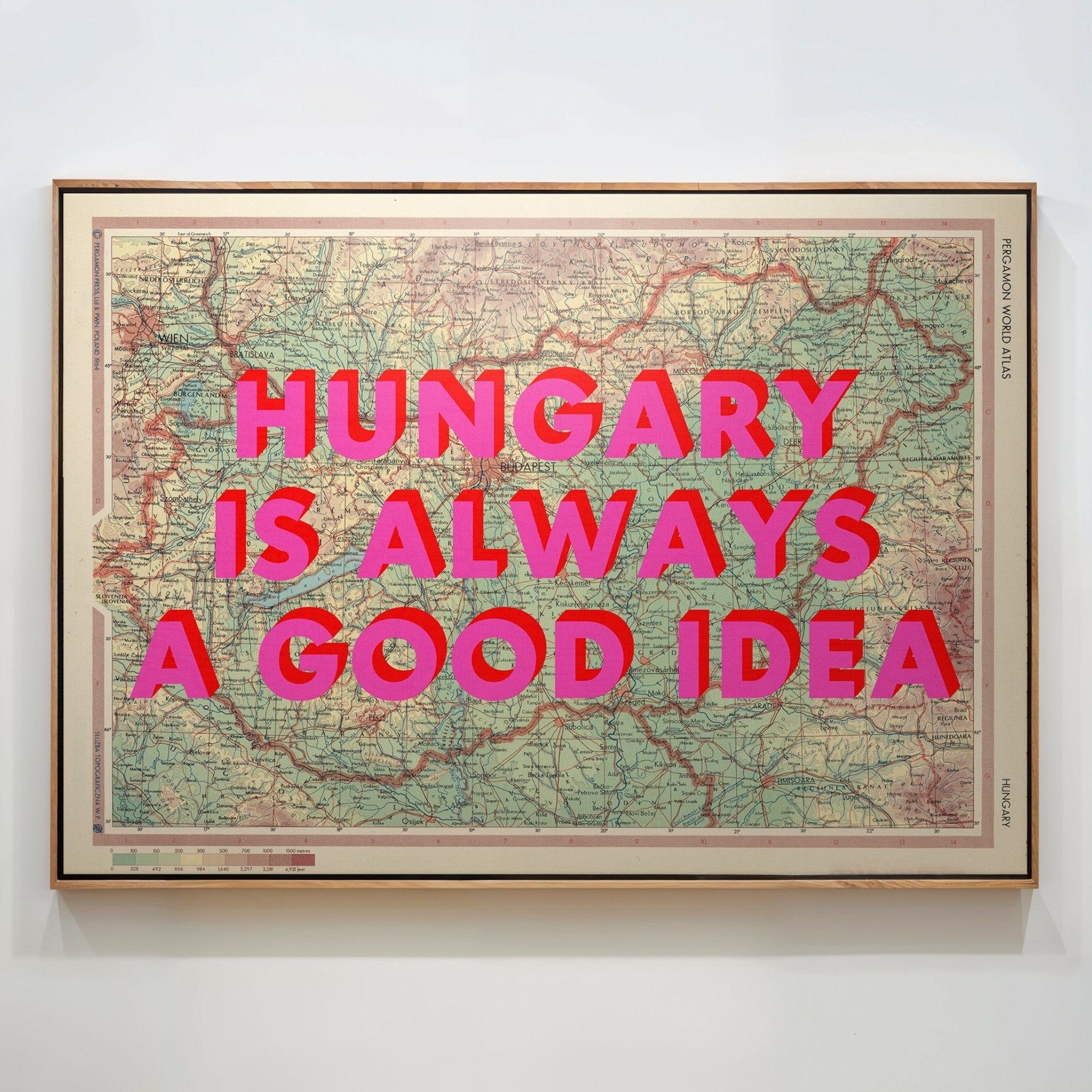 Hungary Retro Pop Art Map Print (landscape) - Magic Posters