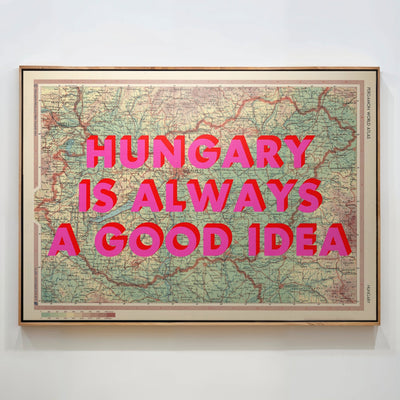 Hungary Retro Pop Art Map Print (landscape) - Magic Posters