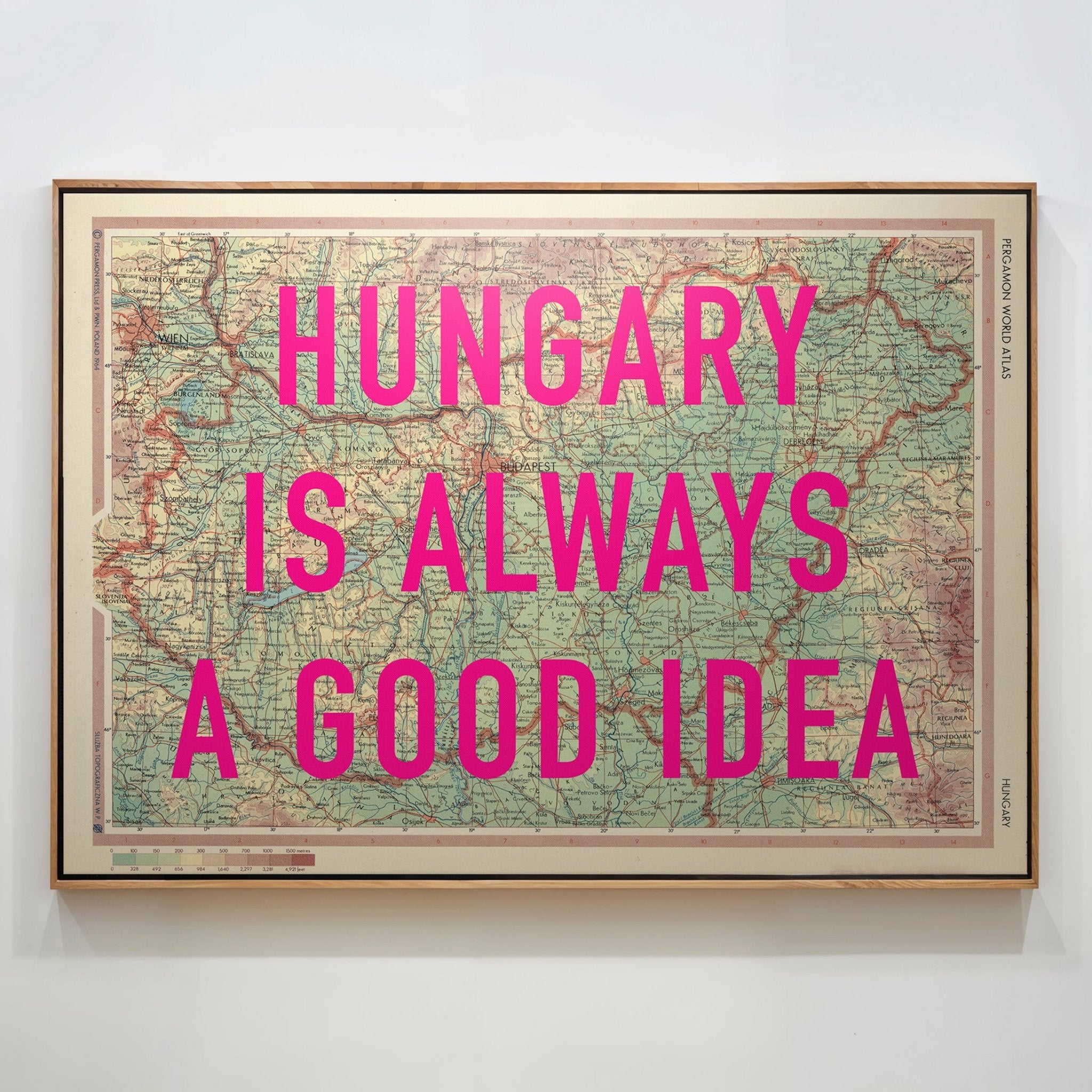 Hungary Retro Pop Art Map Print (landscape) - Magic Posters