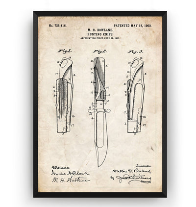 Hunting Knife 1903 Patent Print - Magic Posters