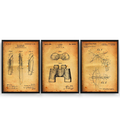 Hunting Set Of 3 Patent Prints - Magic Posters