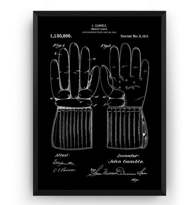 Ice Hockey Gloves 1915 Patent Print - Magic Posters