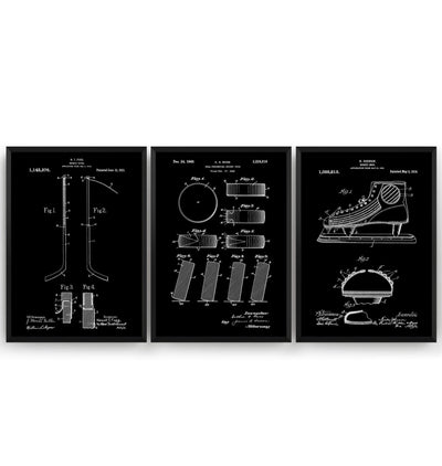 Ice Hockey Set Of 3 Patent Prints - Magic Posters