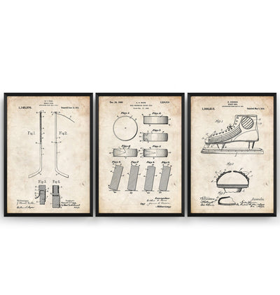 Ice Hockey Set Of 3 Patent Prints - Magic Posters