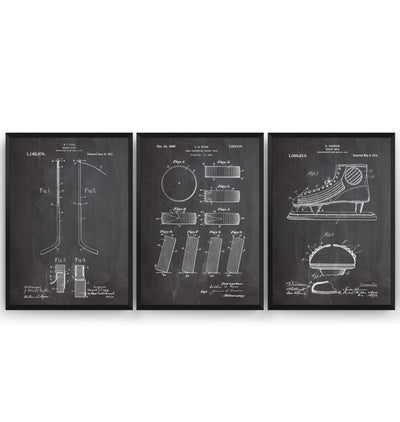 Ice Hockey Set Of 3 Patent Prints - Magic Posters