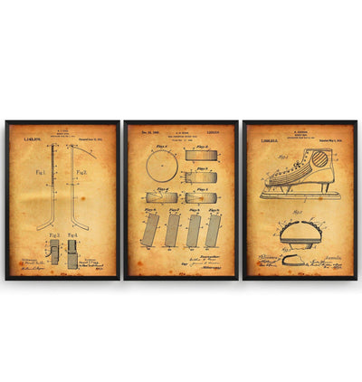 Ice Hockey Set Of 3 Patent Prints - Magic Posters