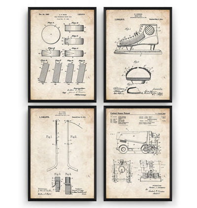 Ice Hockey Set Of 4 Patent Prints - Magic Posters