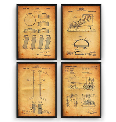 Ice Hockey Set Of 4 Patent Prints - Magic Posters