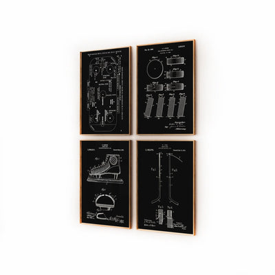 Ice Hockey Set Of 4 Patent Prints - Magic Posters