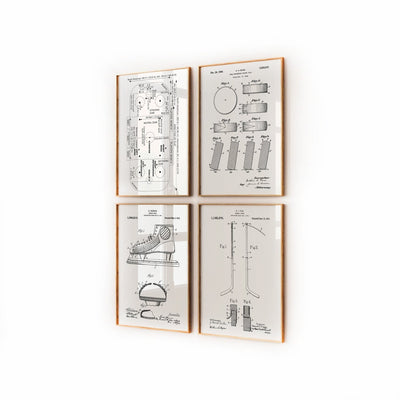 Ice Hockey Set Of 4 Patent Prints - Magic Posters