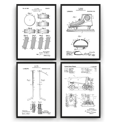 Ice Hockey Set Of 4 Patent Prints - Magic Posters