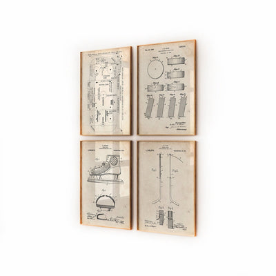 Ice Hockey Set Of 4 Patent Prints - Magic Posters