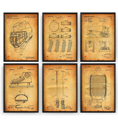 Ice Hockey Set Of 6 Patent Prints - Magic Posters