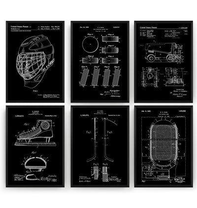 Ice Hockey Set Of 6 Patent Prints - Magic Posters
