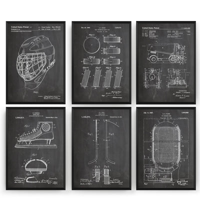 Ice Hockey Set Of 6 Patent Prints - Magic Posters