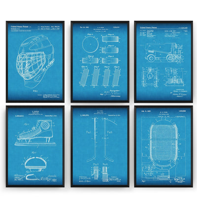 Ice Hockey Set Of 6 Patent Prints - Magic Posters