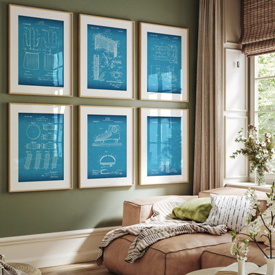 Ice Hockey Set Of 6 Patent Prints V2 - Magic Posters