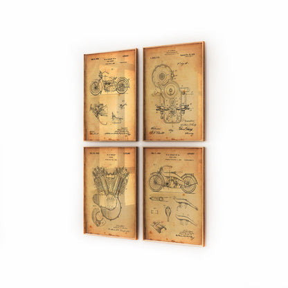 Harley Davidson Set Of 4 Patent Prints