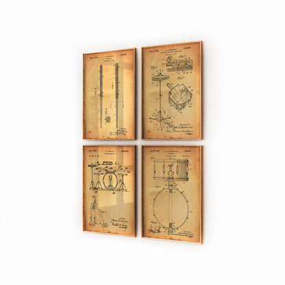 Drummer Set Of 4 Patent Prints