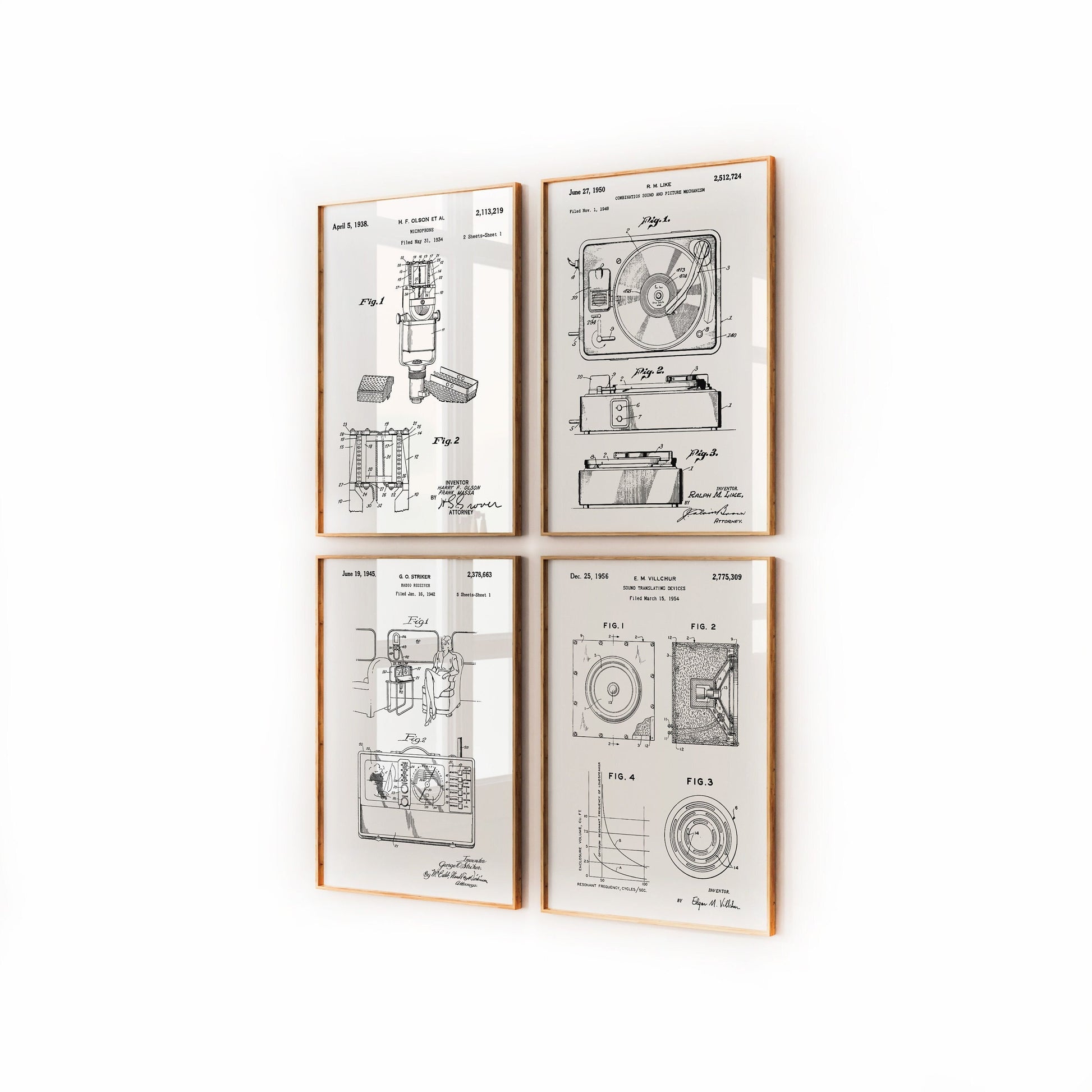Audio Set Of 4 Patent Prints